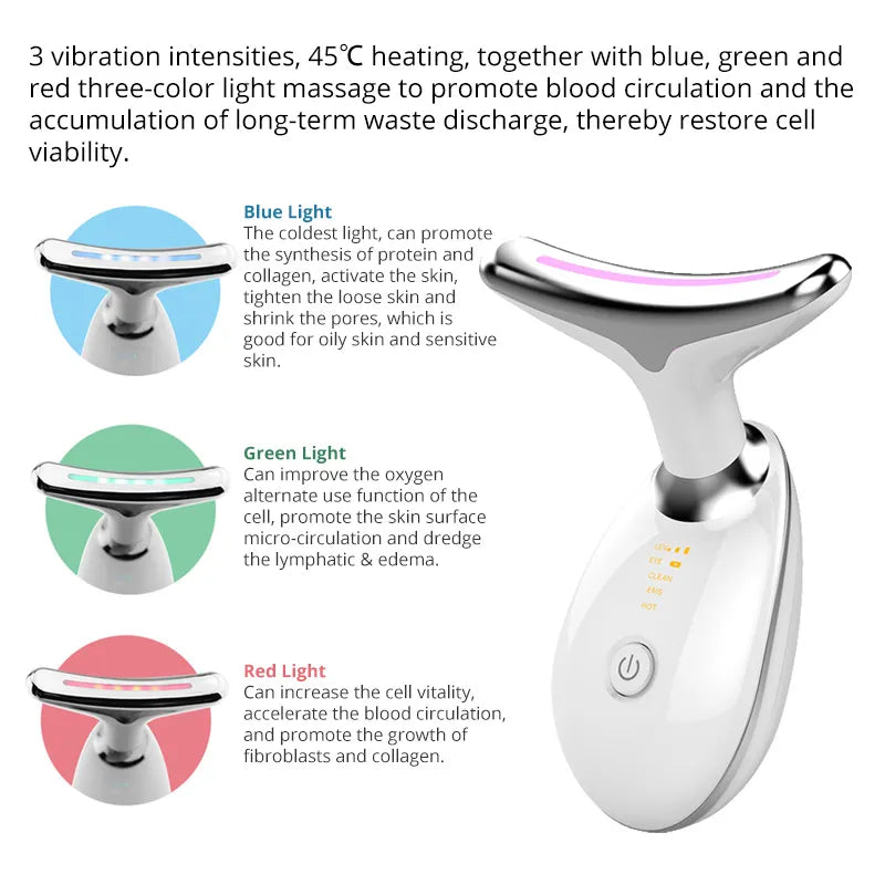 3 LED light anti-aging skincare tool - lights