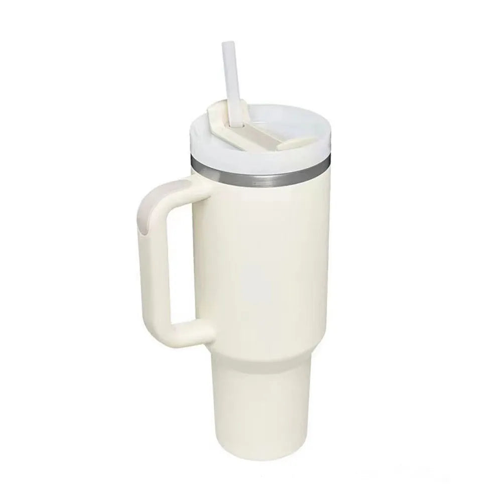 40oz Cream Water Bottle Tumbler