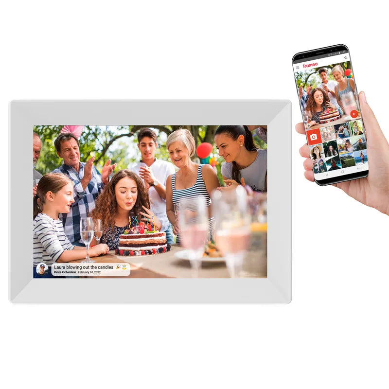 wifi enabled photo frame, white