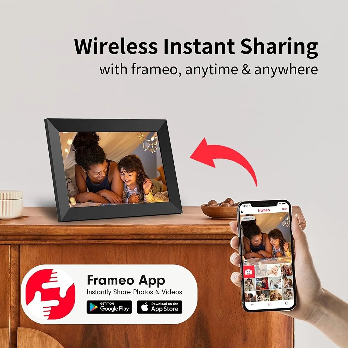 wifi digital photo frame, frameo app