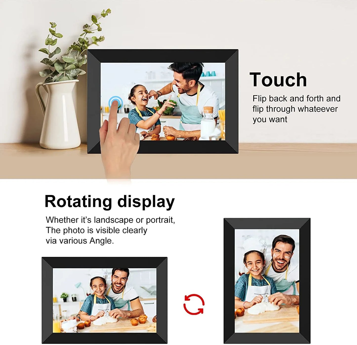 touch screen photo frame, rotation